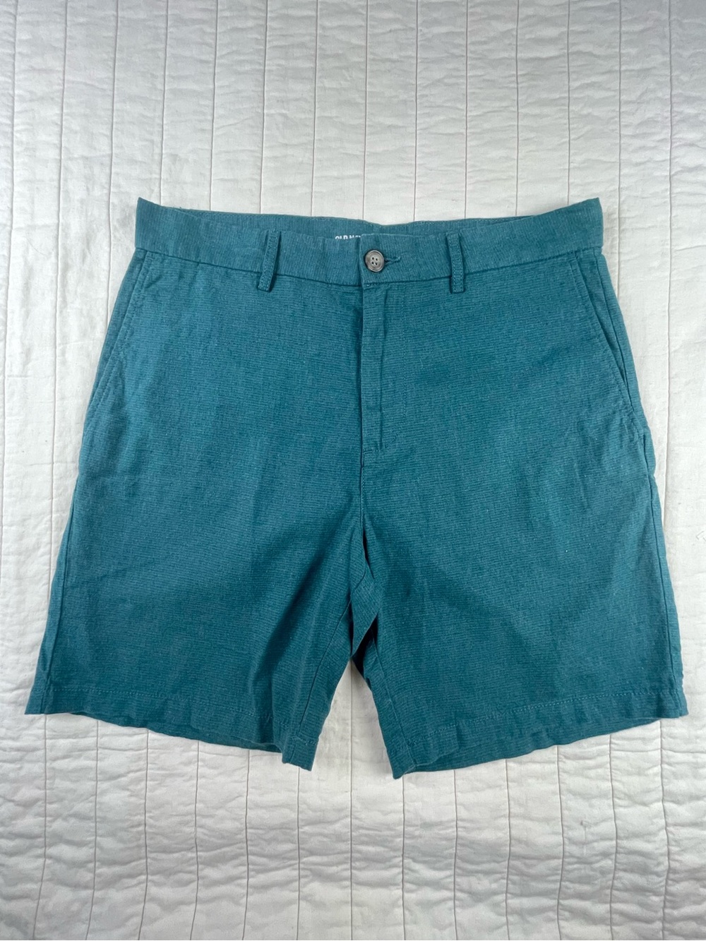Old Navy Teal Linen Cotton Flat Front Men's Shorts 34